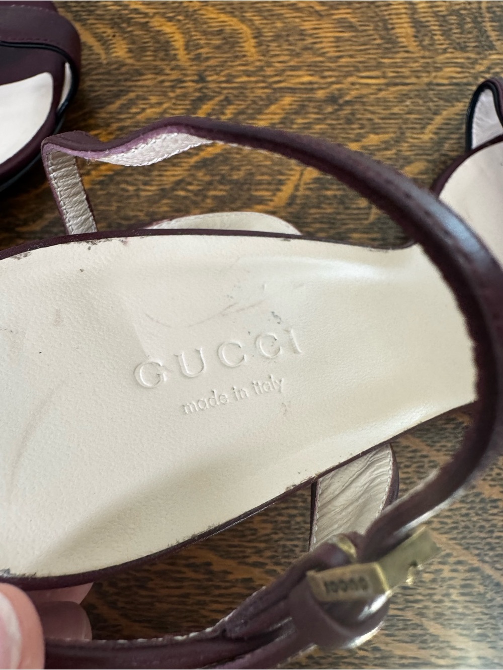 Authentic Gucci GG Marmont Block Heel Sandals Burgundy Leather - 38.5 with COA - Picture 6 of 10